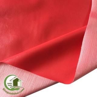 [1 mét ] Vải giả da simili PVC - vải da may túi, làm dép, bọc ghế sofa - khổ 1,4m màu đỏ có vân
