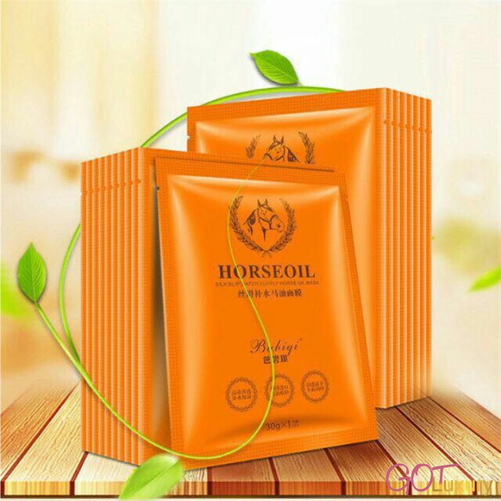 Mặt Nạ Giấy Dưỡng Da Mụn Cấp Ẩm Thải Độc Tinh Dầu Ngựa Hourse Oil Bioaqua Mask Hàng Nội Địa Trung