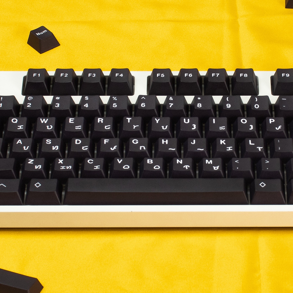 Bộ Keycap White On Black WOB 129 Phím Chất Liệu PBT Cherry Profile in Dye Sub Màu Đen Chữ Trắng