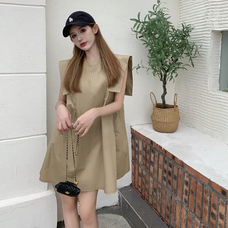 Đầm dáng chữ A form rộng phối kiểu (taobao)