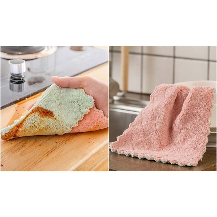 Khăn Lau Bếp, Lau Tay, Lau Chén Bát - Khăn Lau 2 Mặt Siêu Thấm Hút