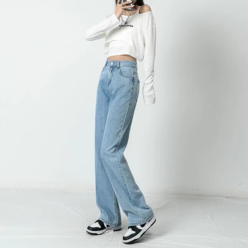 Quần Jeans Nữ Lưng Cao Ống Rộng Thời Trang Hàn Quốc