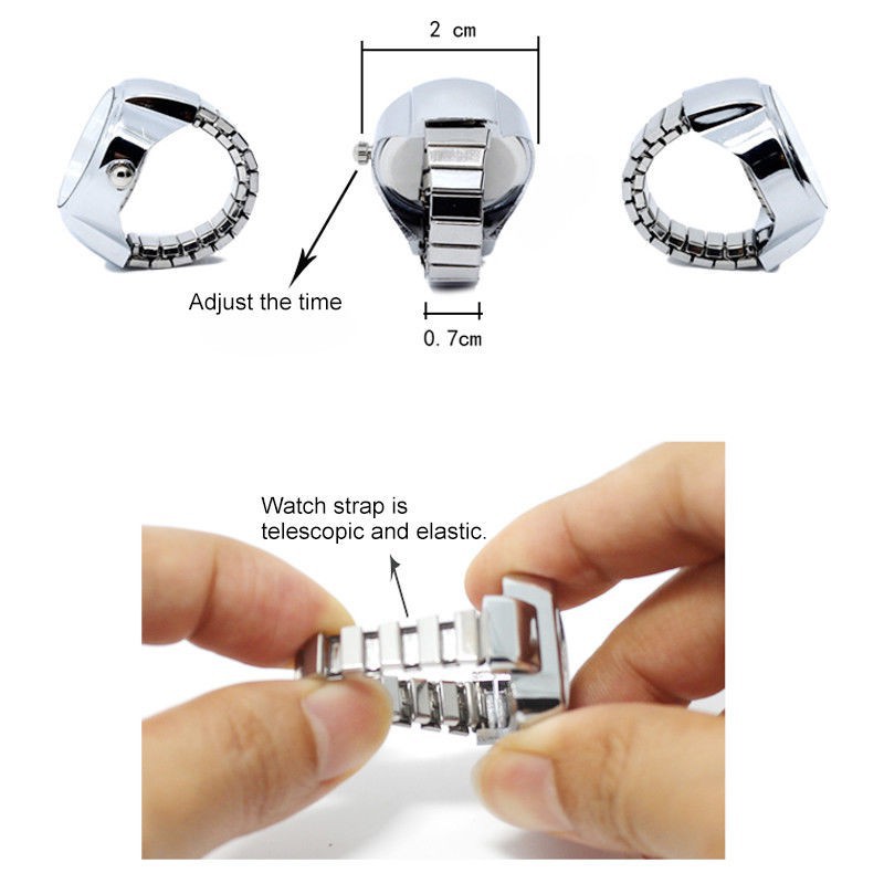 Nhẫn đồng hồ quartz mặt tròn nhiều màu