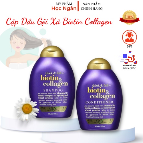 Cặp dầu gội xả  BIOTIN & COLLAGEN OGX 385ml màu tím dưỡng tóc, ngăn ngừa rụng tóc, kích thích mọc tóc Myphamhocngan1