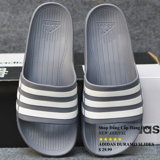 Dép Adidas Duramo màu xám sọc trắng