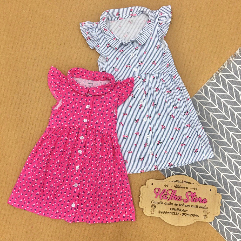 Dress / Đầm thun C'4RT£R hoa sọc bé gái