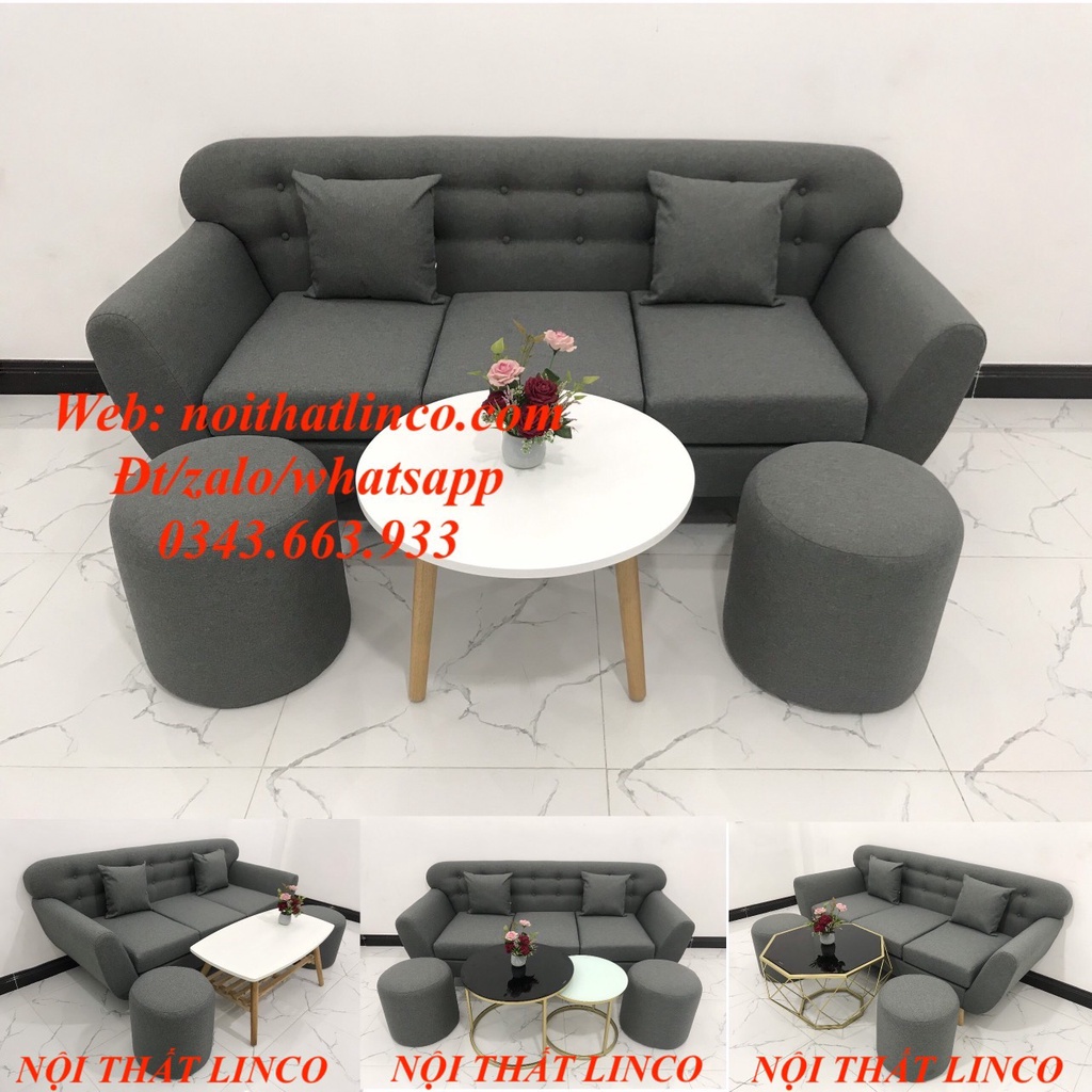 Bộ ghế sô pha sa lon nệm phòng khách xám lông chuột hcm