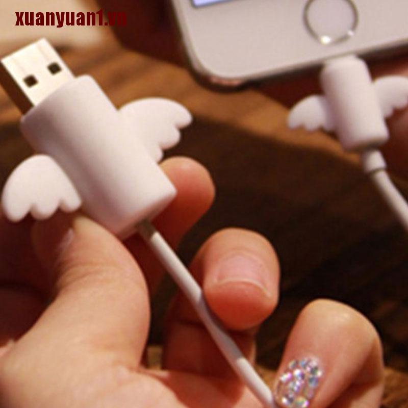 [xuanyuan1] 2 Dụng Cụ Quấn Bảo Vệ Dây Cáp USB Hình Đôi Cánh Thiên Thần Dễ Thương