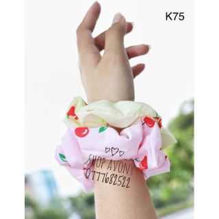 Cột tóc vải Scrunchies in họa tiết trái cherry trơn 🍒