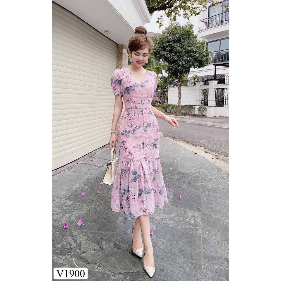 Váy Hoa Đuôi Cá Thiết Kế V1900 Xinh Đẹp Thời Thượng, Chuẩn Form Chất Vải mango Cao Cấp Hàn Quốc | BigBuy360 - bigbuy360.vn