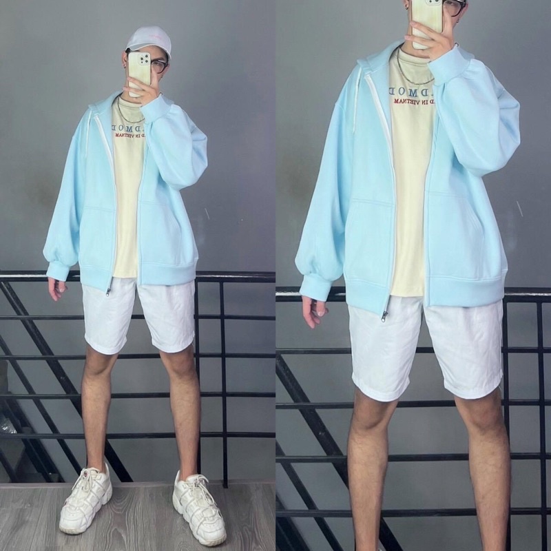 Áo Hoodie Zip Trơn Nỉ Cotton Xịn Form Rộng Ảnh Thật 100%