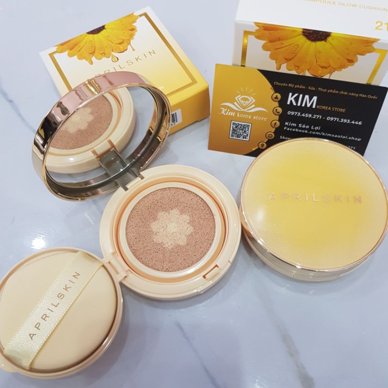 Phấn nước mỏng mịn Aprilskin real calendula ampoule glow cushion