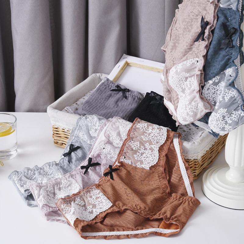 Quần lót ren cotton thông hơi ngọt ngào NuciFera phối họa tiết đẹp_Q203