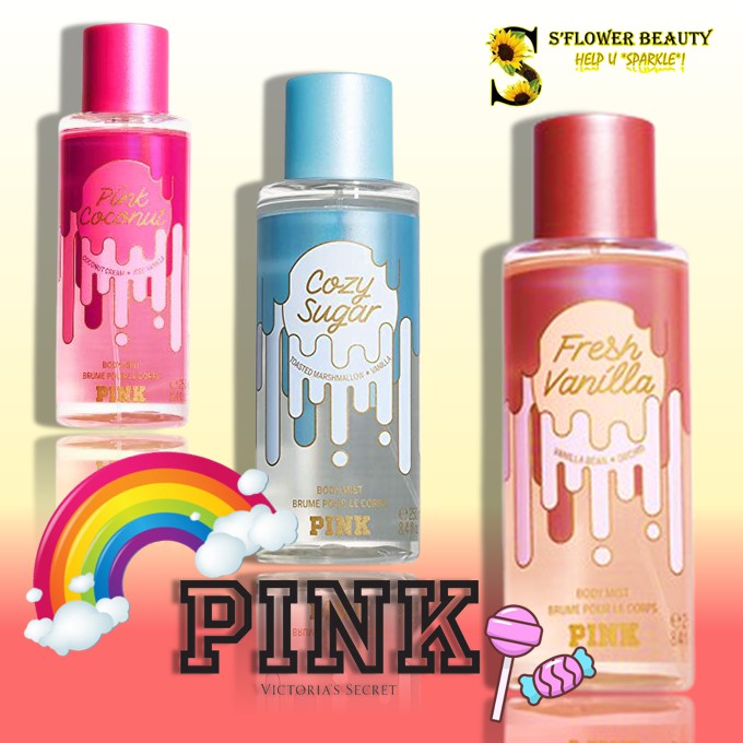 🌸 PINK | 🍭 Xịt Thơm Toàn Thân Victoria’s Secret PINK Body Mist (250ml) - Fresh Vanilla | Pink Coconut | Cozy Sugar