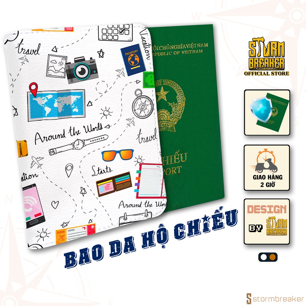 Bao Da Hộ Chiếu/Passport Du Lịch Nam - Nữ  AROUND THE WORLD- LT017 STORMBREAKER