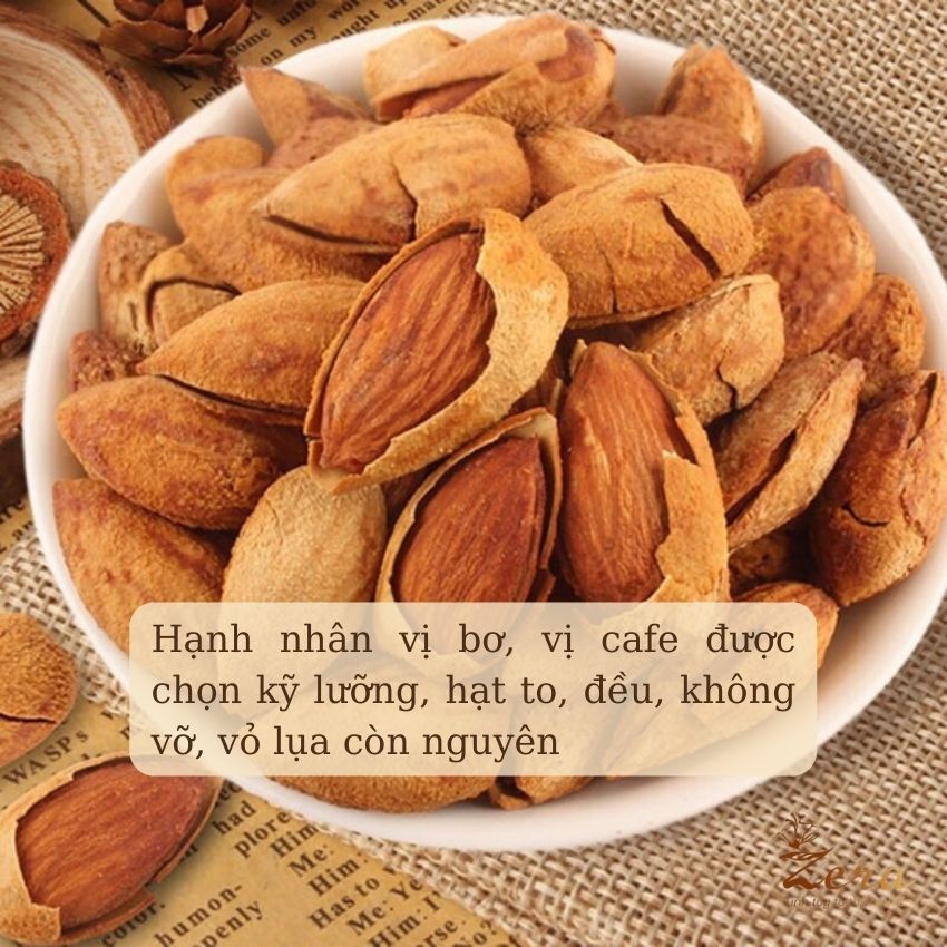 Hạt hạnh nhân rang bơ cho mẹ bầu Zera cung cấp omega 3 giúp não của bé phát triển 250Gram