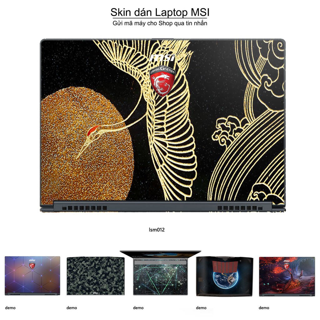 Skin dán Laptop MSI in hình Chim Hạc Phù Tang - lsm012 (inbox mã máy cho Shop)