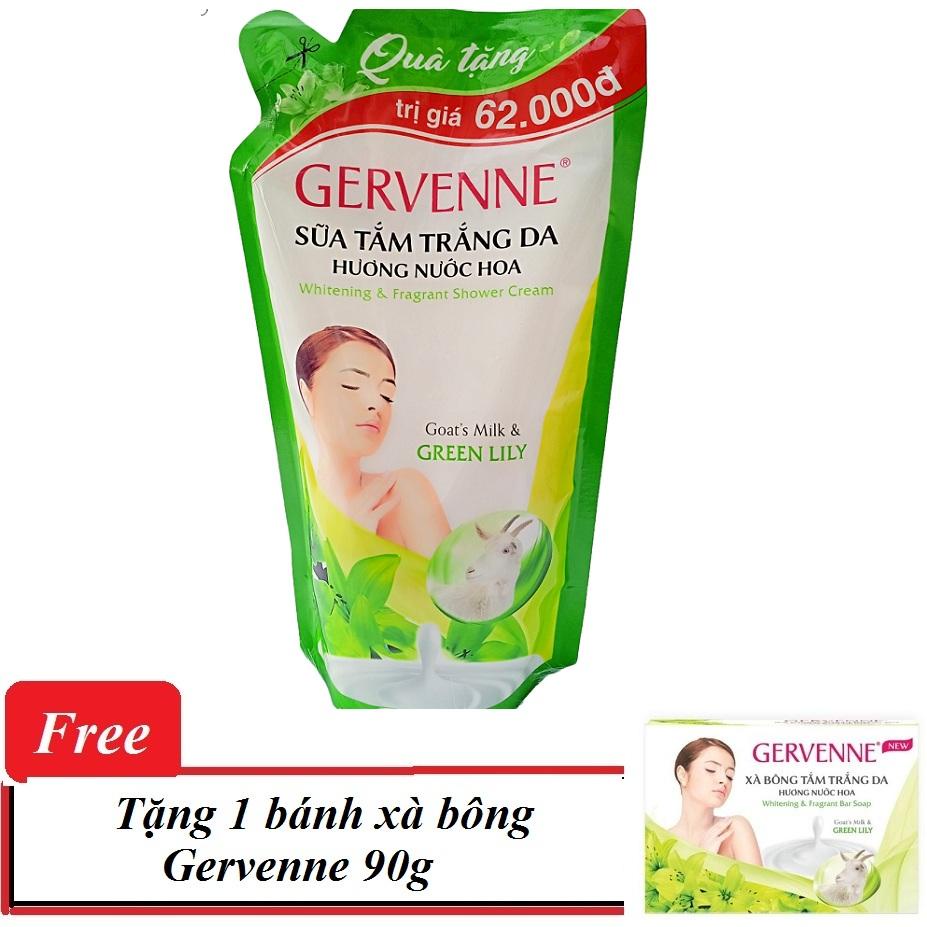 (Mua 1 tặng 1) Sữa tắm trắng da hương nước hoa GERVENNE 700g + Tặng 1 cục xà bông 90g