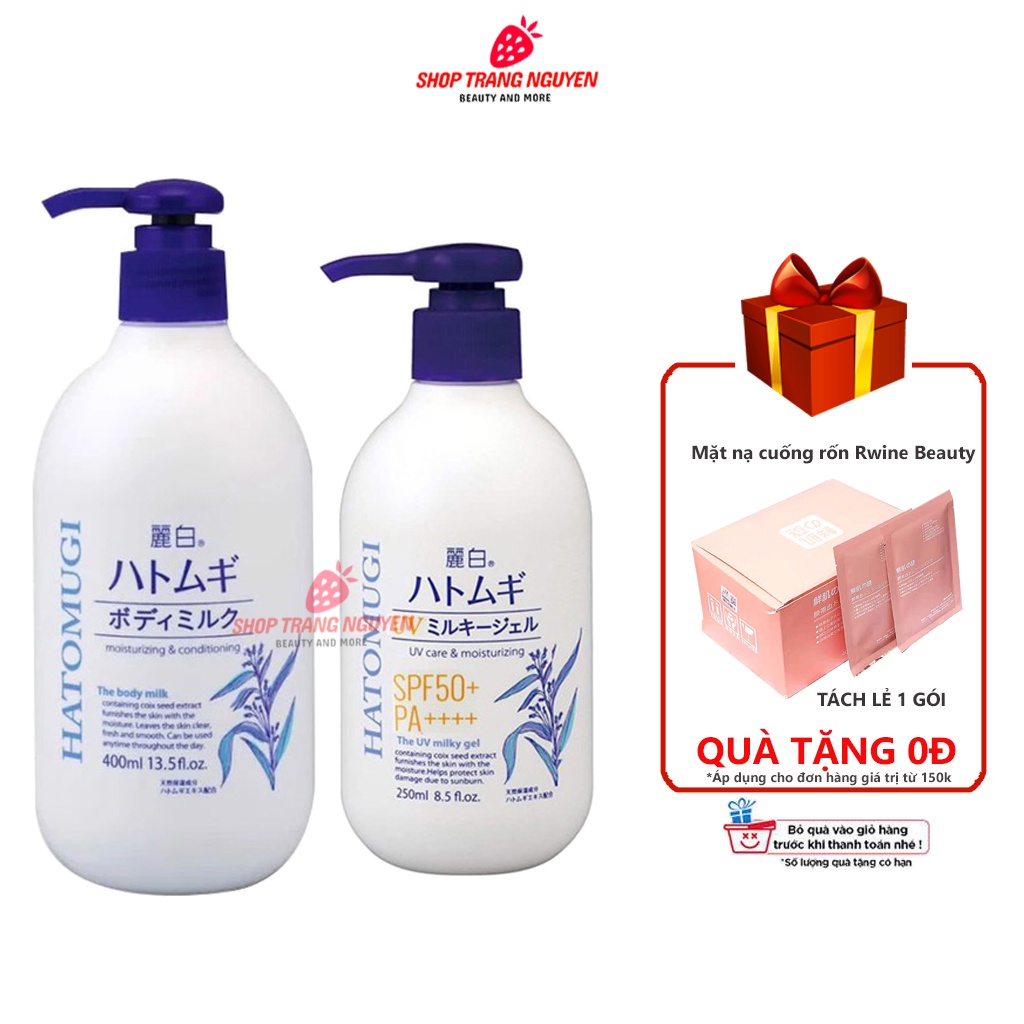 Sữa dưỡng thể làm trắng, chống nắng Hatomugi Naturie Nhật Bản