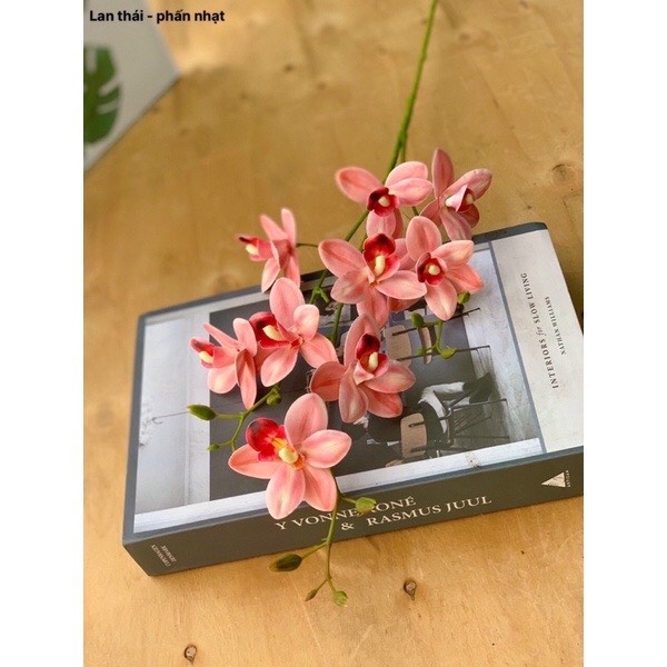 Hoa giả-Cành hoa Địa Lan Thái cao su cao cấp loại 10 bông 3 nhánh