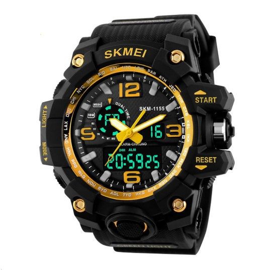 Đồng hồ điện tử unisex Skmei 1155 Dual Time đẳng cấp thể thao quân đội- Xanh lam