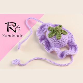 Mũ cho mèo, cho cún hình trái cà tím dài, mũ len Handmade cho thú cưng dễ thương [Hàng sẵn]