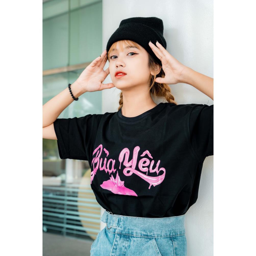 Áo ulzzang thun tay lỡ thời trang nam nữ  FIDÉ 100% cotton dáng unisex form rộng in hình BÙA YÊU