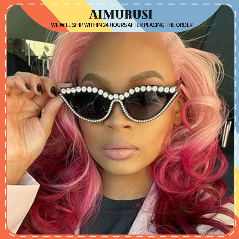 (AIMURUSI) COD Kính Mát Gọng Mắt Mèo Đính Đá Thời Trang Cho Nữ