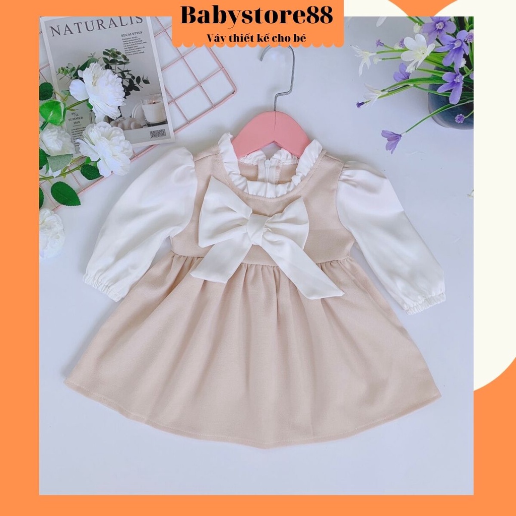 Đầm cho bé gái sơ sinh, 0,1,2,3,4,5,6,7,8 tuổi Babystore88, Váy bé gái thu đông dài tay hàng thiết kế V53