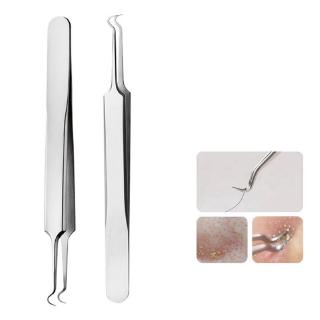 Y tế Thép không gỉ Đầu Đen Nhíp Pimple Comedone Tẩy Nipper Cong Uốn Cong Đầu Mặt Bụi Mụn Kẹp Dụng Cụ Làm Đẹp