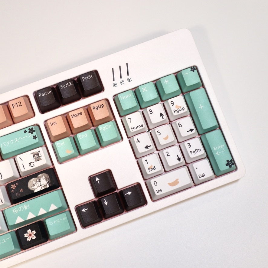 Bàn phím Okita Souji, 123 keycaps PBT keycaps OEM Cấu hình OEM Nhấp đúp vào Okita Souji keycap tiếng Nhật cho bàn phím cơ chơi game, bàn phím cơ