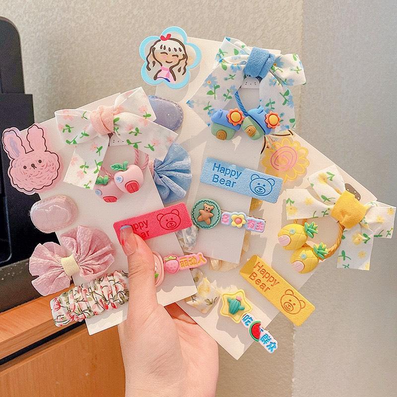 Set 8 Kẹp Tóc Cột Tóc Bé Gái