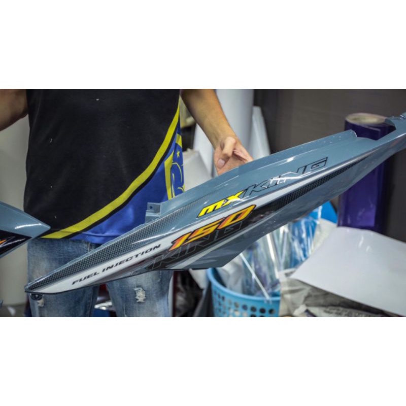 Tem rời exciter 150 xám xi măng mxking, tặng 1 set logo, tem 3 lớp không bay màu