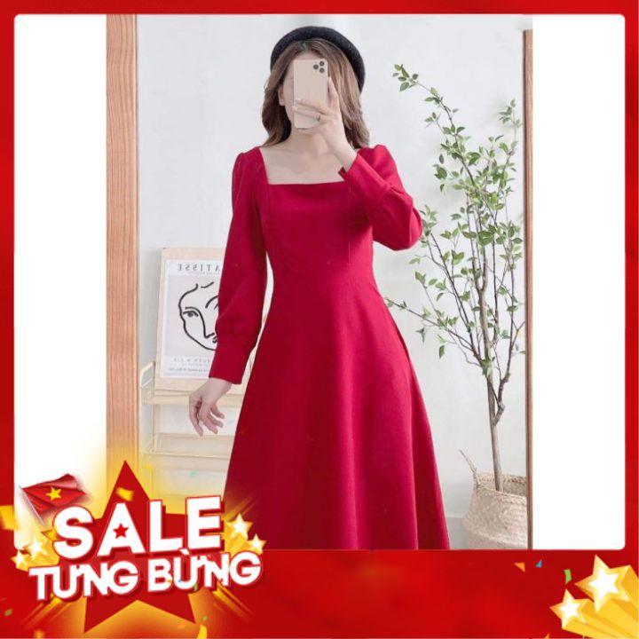 Đầm dự tiệc trắng xòe cổ u vintage | BigBuy360 - bigbuy360.vn