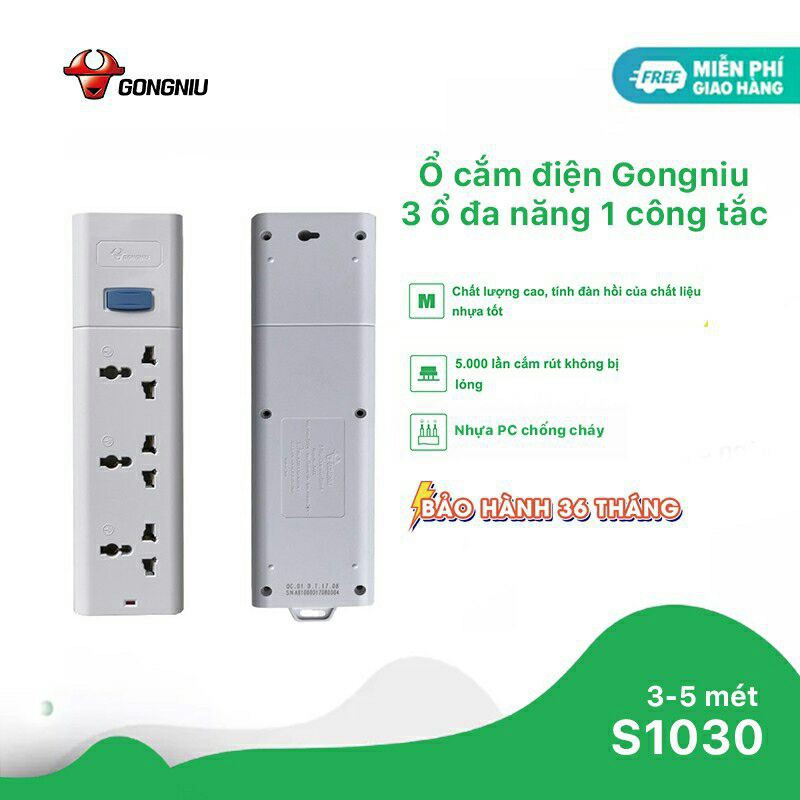 Ổ CẮM ĐIỆN GONGNIU AN TOÀN ,Chống Cháy, Công Suất 2500W