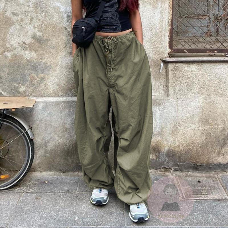 Quần ống rộng Lưng Thun Màu Trơn Có Túi Thời Trang Cho Nữ