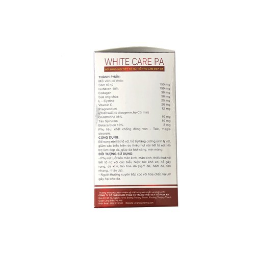 White Care Pa - Giúp bổ sung nội tiết tố nữ, tăng cường sinh lý nữ, làm . Hỗ trợ làm đẹp da, giúp da tươi sáng, mịn màng