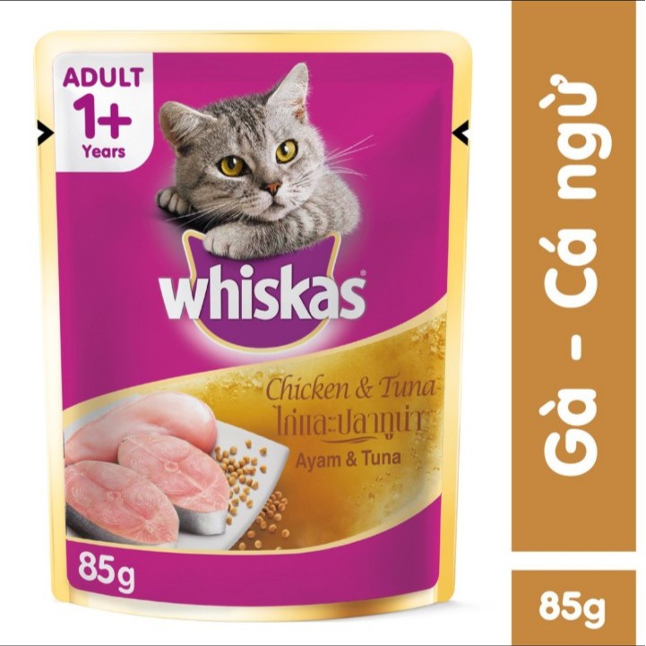 Pate Mèo con, mèo lớn Whiskas 80g thức ăn dinh dưỡng cho mèo