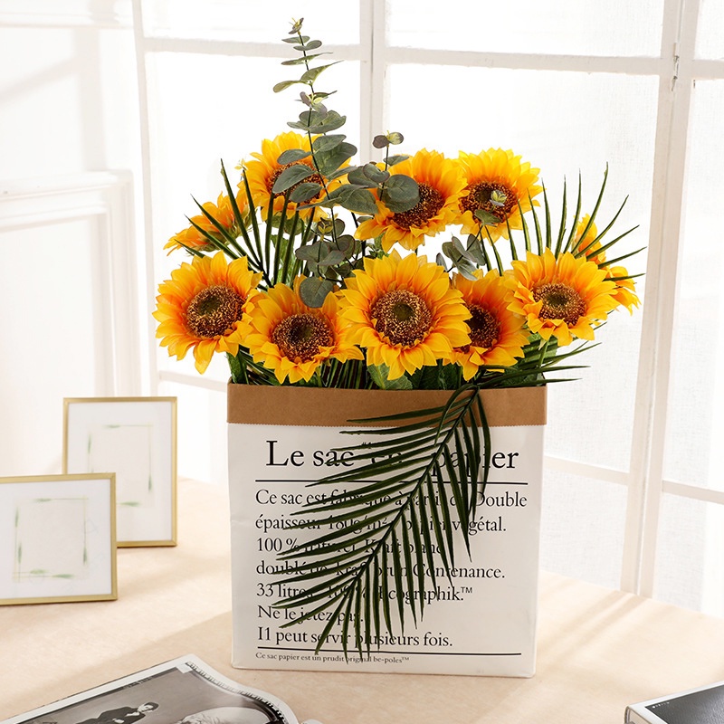 Lọ Hoa Hướng Dương Nhân Tạo 49cm Để Bàn Trang Trí Nhà Cửa/Văn Phòng