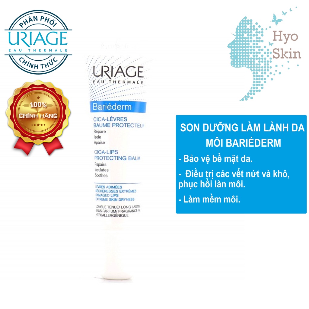Kem Chăm Sóc Môi Khô, Nứt Nẻ URIAGE BARIEDERM CICA-LEVRES BAUME PROTECTEUR 15ml