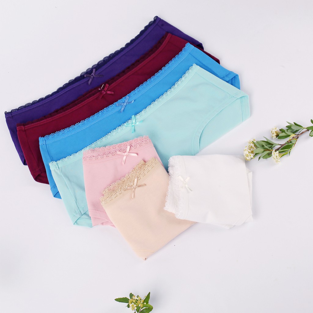 [Mã FARSBR241 giảm 15k đơn 0đ] Quần lót nữ cotton tinh khiết cao cấp trơn mịn viền ren chính hãng Good Girls VFQ 182401