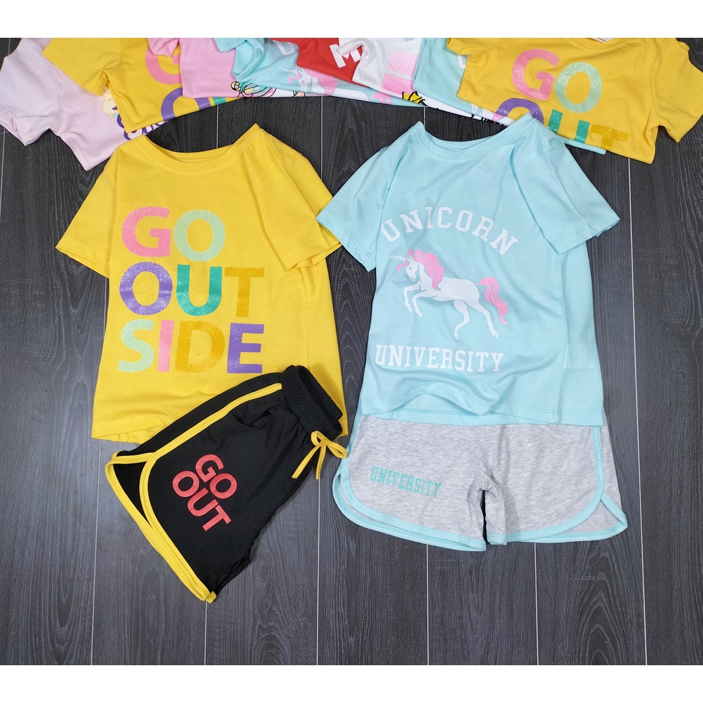 Bộ cotton HM bé gái mềm mát