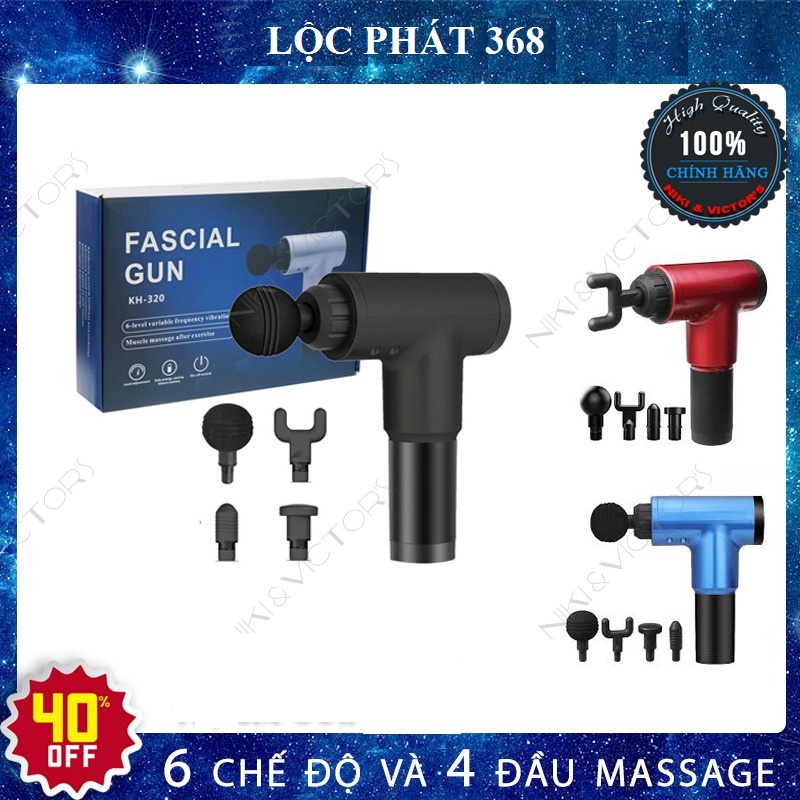 Súng Massage Cơ Bắp 4 Đầu 6 Chế Độ Mini Fascial Gun KH 320 Cao Cấp