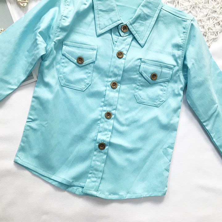 Áo Sơ mi kate thun tay dài 2 túi từ 10kg đến 16kg - AT282