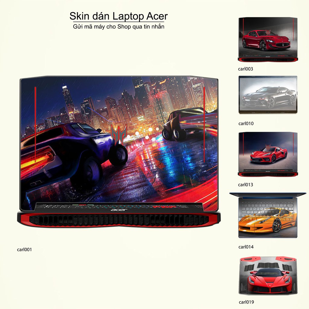 Skin dán Laptop Acer in hình xe hơi (inbox mã máy cho Shop)