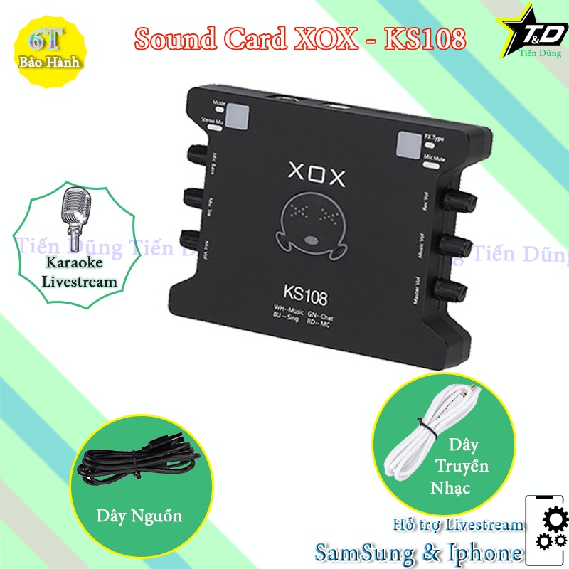 Bộ mic thu âm Taksar PC SM8B sound card XOX KS108 chân màng MA2 nguồn 48V 2 dây canon-  Bộ live stream sound card ks108