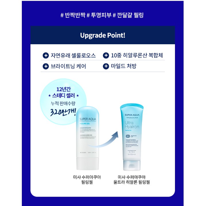 NHẬP MÃ GDAYCOS GIẢM 5000đ  Tẩy Da Chết Cấp Ẩm Da Missha Aqua Ultra Hyalron Peeling Gel