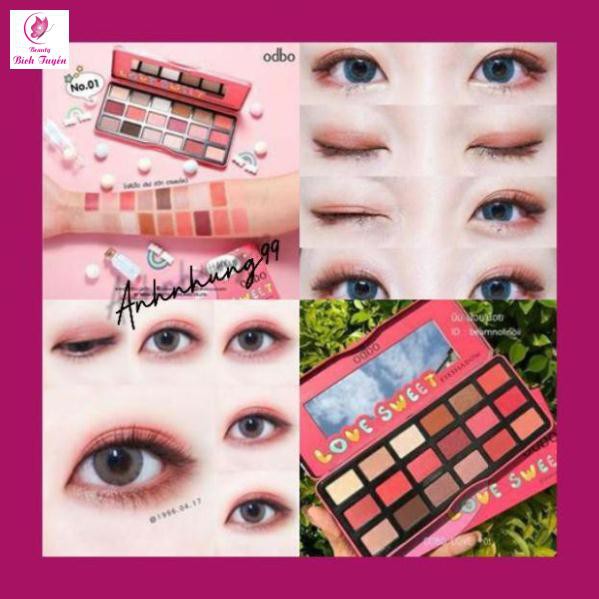 (auth 100%)( tặng chì kẻ mày)phấn mắt 18 ô odbo love sweet eyeshadow thái lan chính hãng có nhũ lì kim tuyến đẹp