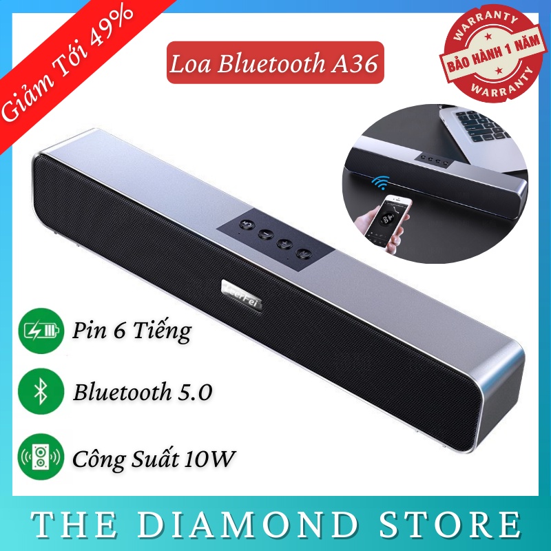 Loa Bluetooth Mini A36 Cao Cấp Bass Mạnh Âm Thanh Vòm Kết Nối Bluetooth 5.0 Có Khe Cắm Thẻ Nhớ - Bảo Hành 12 Tháng