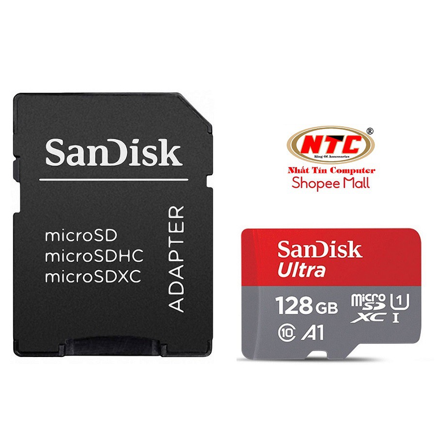 Thẻ nhớ MicroSDXC SanDisk Ultra A1 128GB Class 10 U1 100MB/s - kèm Adapter (Đỏ)